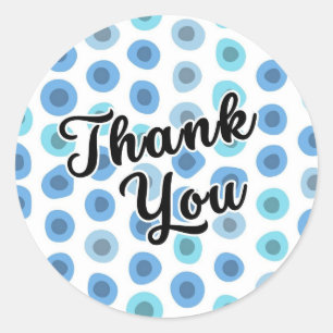 Sticker Rond Merci Motif géométrique bleu