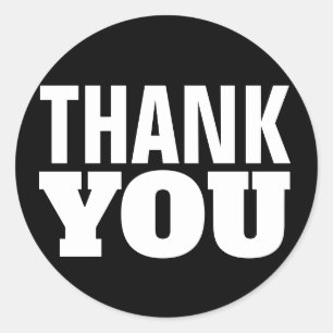 Sticker Rond Merci noir