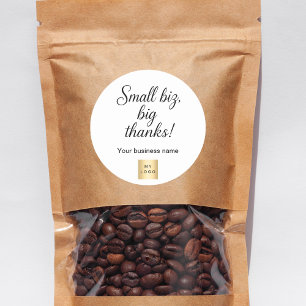 Sticker Rond Merci noir blanc script logo d'entreprise