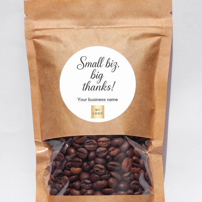 Sticker Rond Merci noir blanc script logo d'entreprise (Créateur téléchargé)