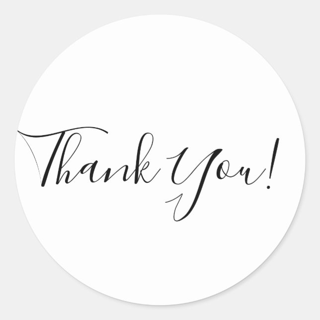 Sticker Rond Merci noir blanc script moderne simple chic (Devant)