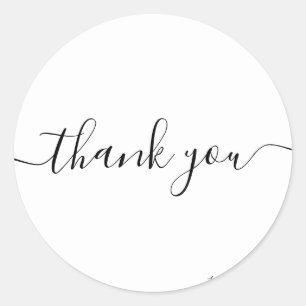 Sticker Rond Merci noir et blanc