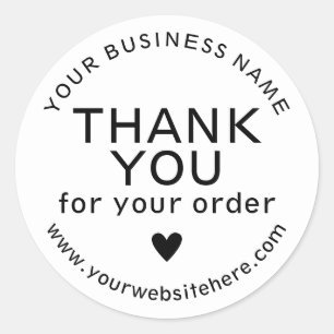 Sticker Rond Merci noir et blanc moderne pour votre commande