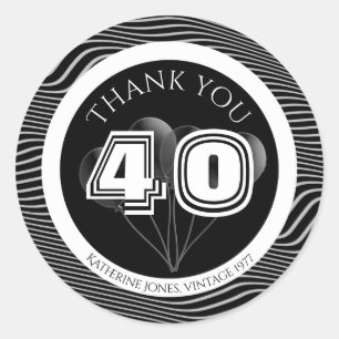 Sticker Rond Merci : Noir et Blanc N'importe quel anniversaire