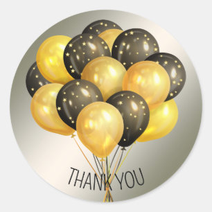 Sticker Rond Merci Noir Noir Ballons