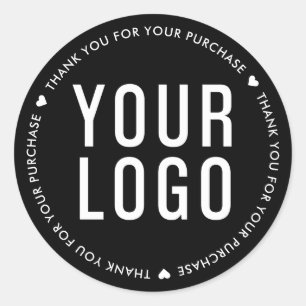 Sticker Rond Merci noir pour votre achat Logo d'entreprise