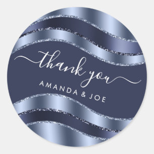 Sticker Rond Merci Nom 16e Anniversaire de Mariage Cadeau Bleu 