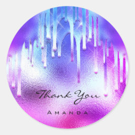 Sticker Rond Merci Nom 16e mariée perches holographiques