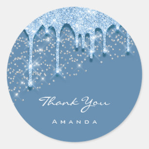 Sticker Rond Merci Nom 16e Parties scintillant d'argent nuptial