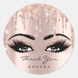 Sticker Rond Merci Nom 16e Parties scintillant Rose nuptiale Ey