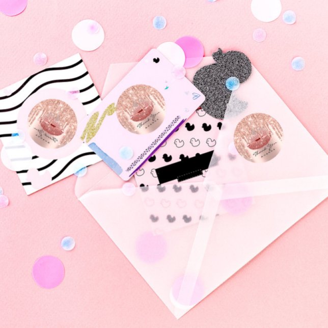 Sticker Rond Merci Nom 16e Rose nuptiale Lèvres brillantes (Créateur téléchargé)