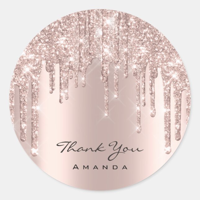 Sticker Rond Merci Nom 16e Rose nuptiale Lux  de Parties scinti (Devant)