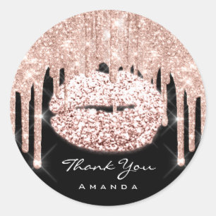 Sticker Rond Merci Nom Doux 16ème Mariage Glitter