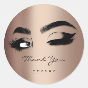 Sticker Rond Merci Nom Eyelash Logo Rose