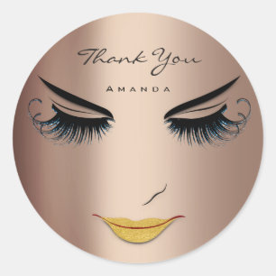 Sticker Rond Merci Nom Eyelash Sweet 16e Rose Skinny