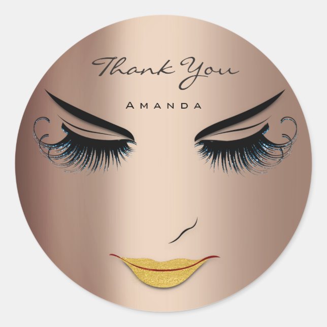 Sticker Rond Merci Nom Eyelash Sweet 16e Rose Skinny (Devant)