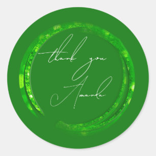 Sticker Rond Merci Nom Vert Favor Petite Entreprise Forestière