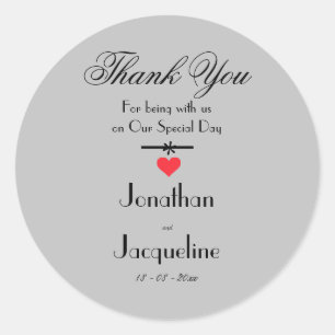 Sticker Rond Merci Noms Personnalisés Script Moderne Cool Chic