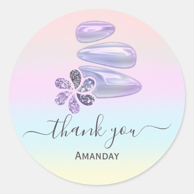 Sticker Rond Merci Ombre Pastels Stone SPA Wellness (Devant)