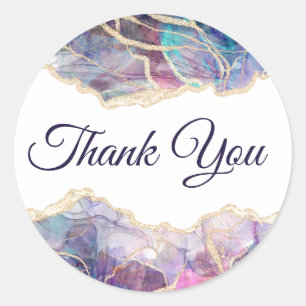 Sticker rond Merci opale violet classique