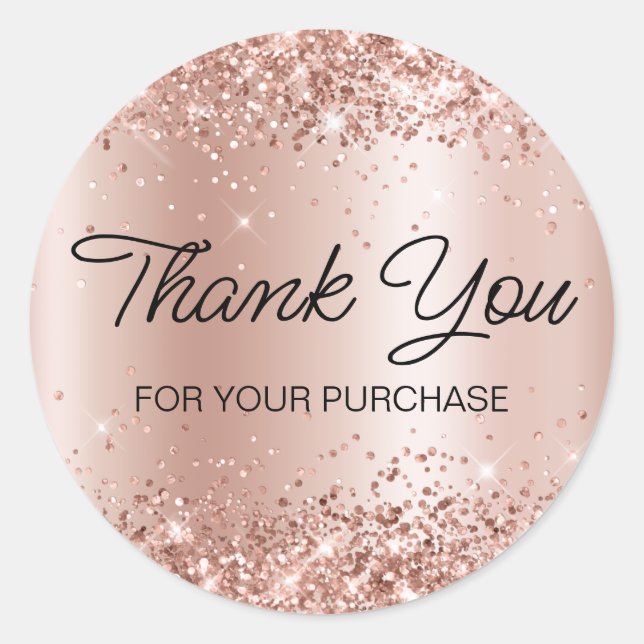 Sticker Rond Merci or Rose Glitt pour votre achat (Devant)