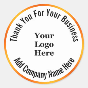 Sticker Rond Merci Orange et Blanc votre logo ici