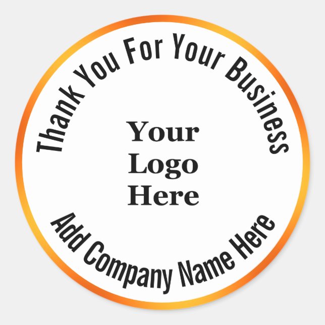 Sticker Rond Merci Orange et Blanc votre logo ici (Devant)