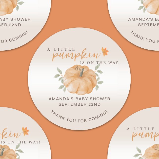 Sticker Rond Merci Orange Little Citrouille Baby shower d'autom (Créateur téléchargé)