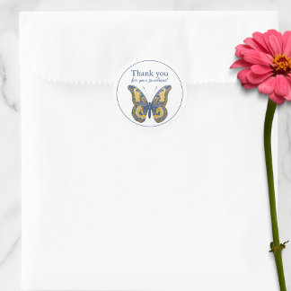 Sticker Rond Merci papillon pour votre achat