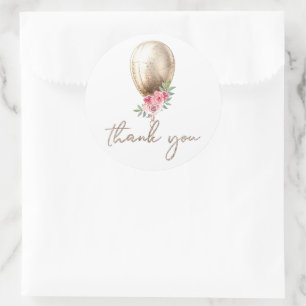 Sticker Rond Merci Parties scintillant de luxe ballotte beige