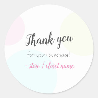 Sticker Rond Merci Pastel Moderne Simple Pour Votre Achat