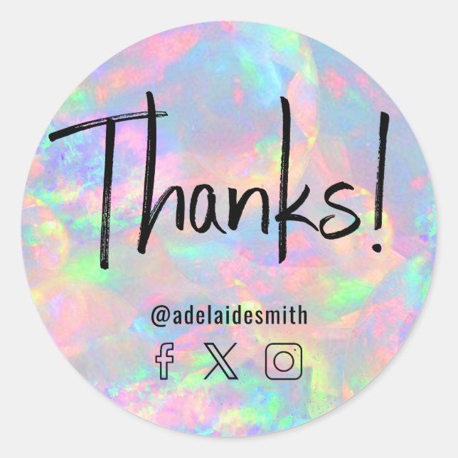Sticker Rond merci pastel opal classique collant rond (Devant)