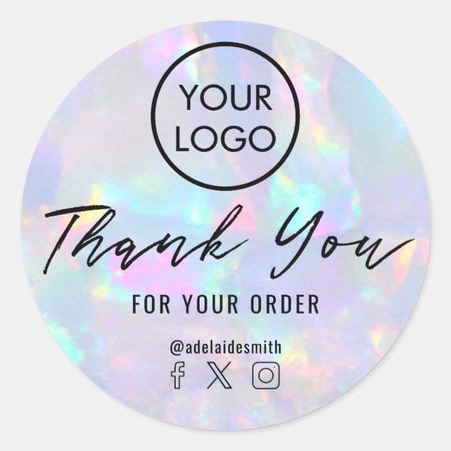 Sticker Rond merci pastel opal gemstone (Devant)