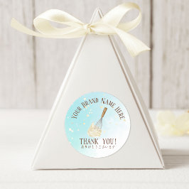 Sticker Rond Merci Pâtisserie Chef Cuisine Ustensile Whisk Bleu