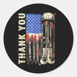 Sticker Rond Merci Patriotique Vintage Jour 4 de Ju