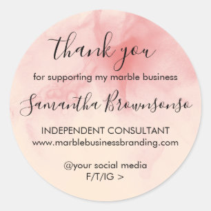 Sticker Rond Merci patronne moderne ombre rose beige