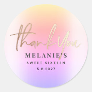 Sticker Rond Merci Personnalisé 16e Ombre violet nuptiale