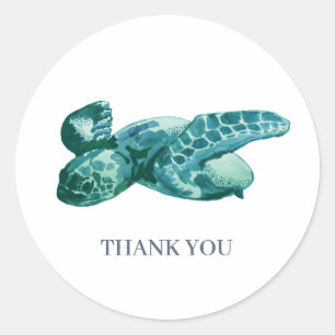 Sticker Rond Merci personnalisé de peinture de tortue de mer