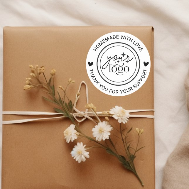 Sticker Rond Merci personnalisé fait maison (handmade logo thank you for your support sticker
)