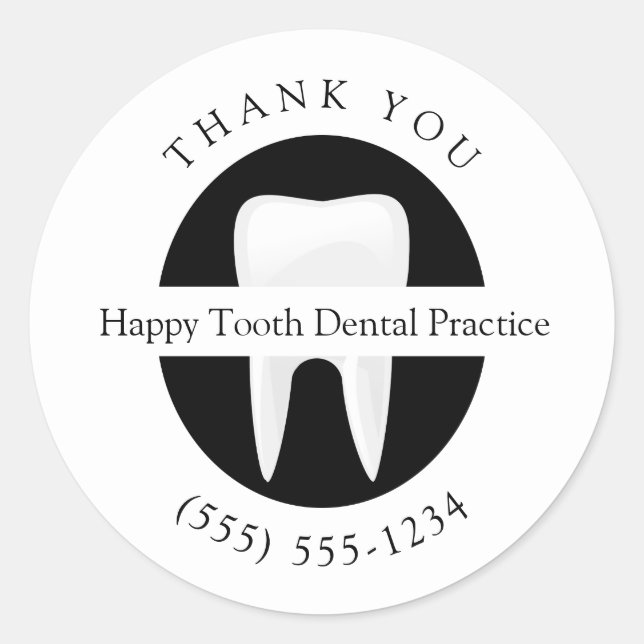 Sticker Rond Merci personnalisé Orthodontiste dentaire (Devant)