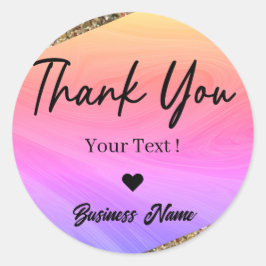 Sticker Rond Merci personnalisé Pastel Holographique