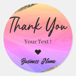Sticker Rond Merci personnalisé Pastel Holographique