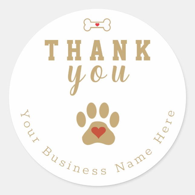 Sticker Rond Merci personnalisé Paw Dog (Devant)