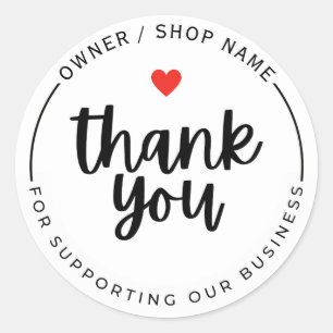 Sticker Rond Merci personnalisé pour soutenir ma petite entrepr