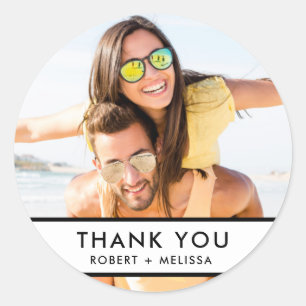 Sticker Rond Merci photo Mariage simple