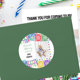 Sticker Rond Merci Photo Papel Picado Fiesta Party Favoriser