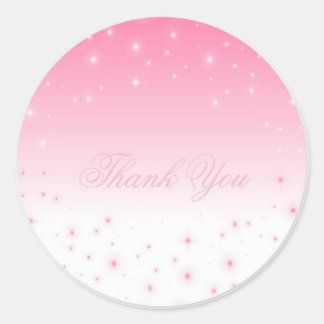 Sticker Rond Merci Pink Stars