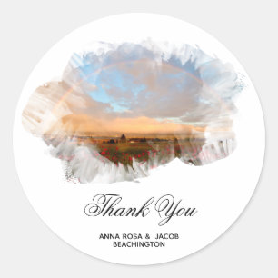 Sticker Rond *~* MERCI Plage Rainbow Océan Floral AR11