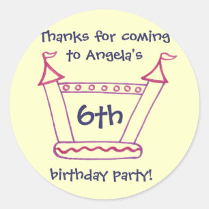 Sticker Rond Merci plein d'entrain d'anniversaire de filles de