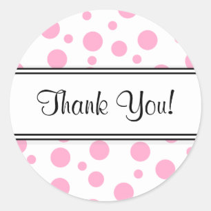 Sticker Rond Merci Pois rose
